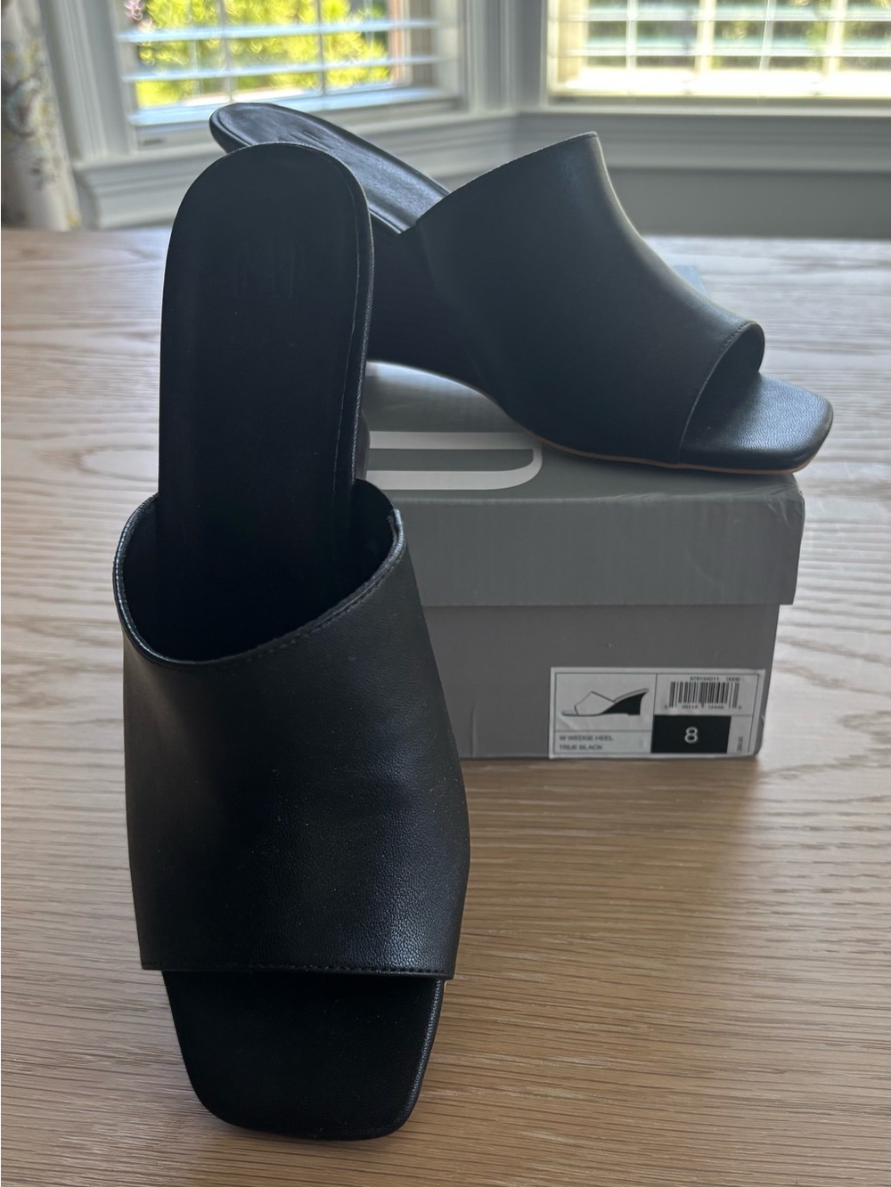 GAP Black Open-Toe Wedge Slide Mules